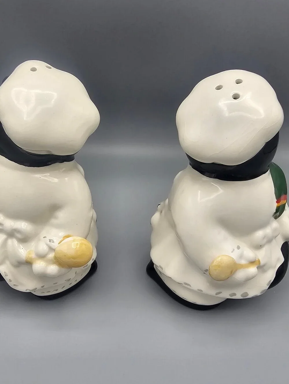 Vintage Ceramic Black Cat Chef Salt and Pepper Shakers